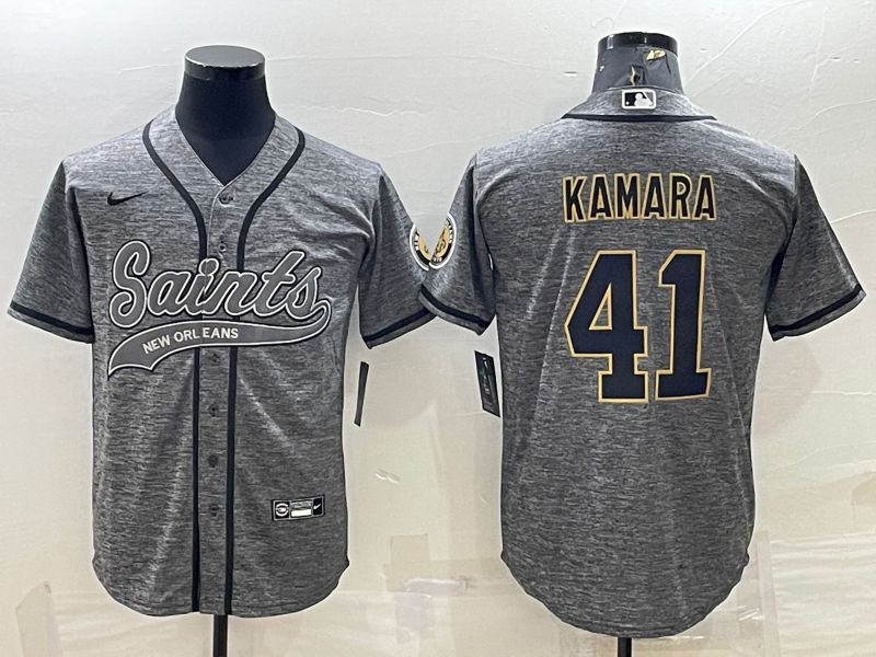 Men New Orleans Saints #41 Kamara Grey hemp ash 2022 Nike Co branded NFL Jersey